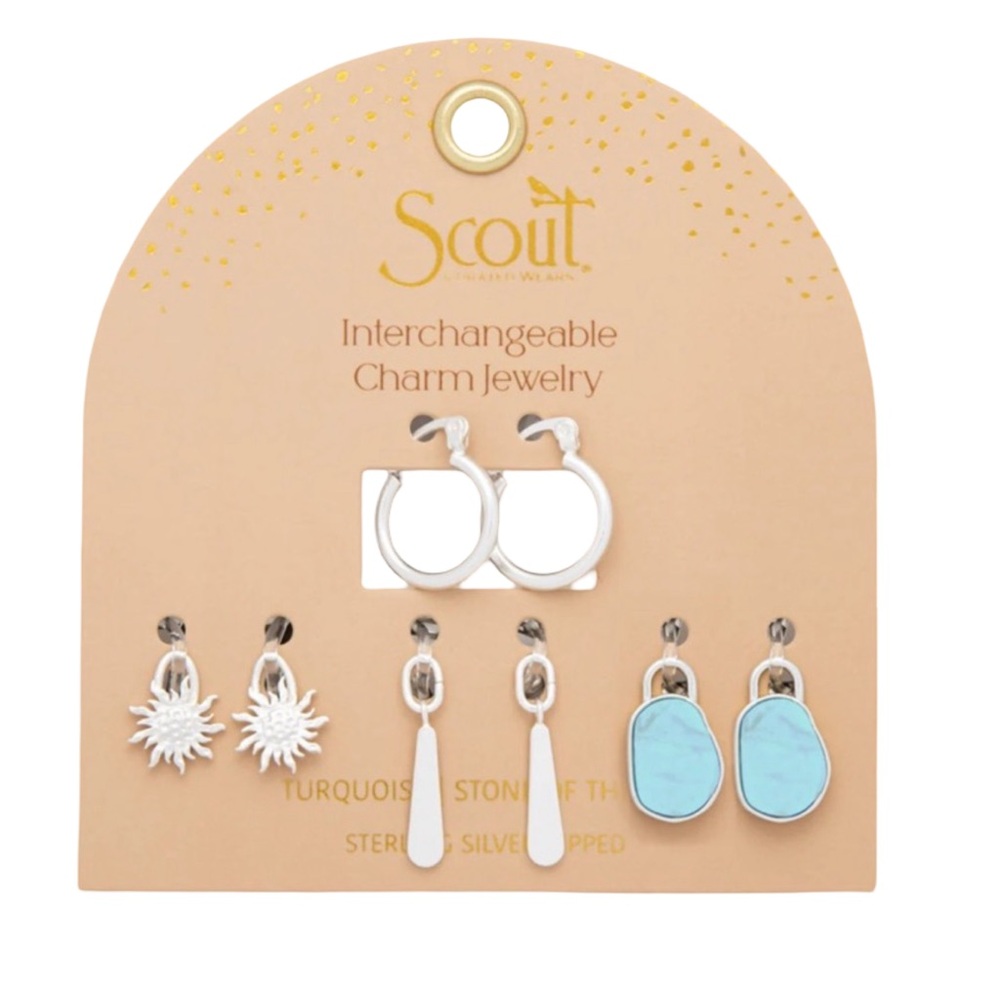 SCOUT INTERCHANGEABLE CHARM EARRINGS - Turquoise/Sky/Silver
